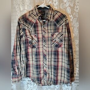 Ely 1878, Mens Large, Longsleeve, Plaid Pearl Snap, Western